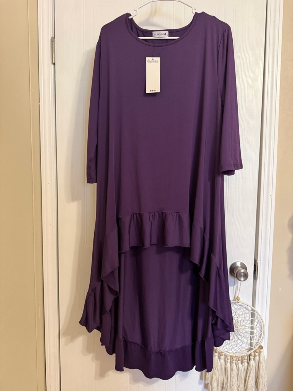 NWT Nuggles Women's Ruffle-Hem Tunic Top - Deep Purple